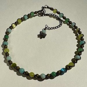 Green and Blue Beaded Choker Necklace